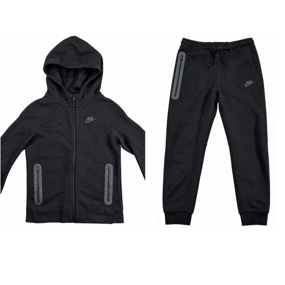 Nike Tech Fleece Tracksuit Set Boys Youth Large Black Hoodie Jogger Pants
